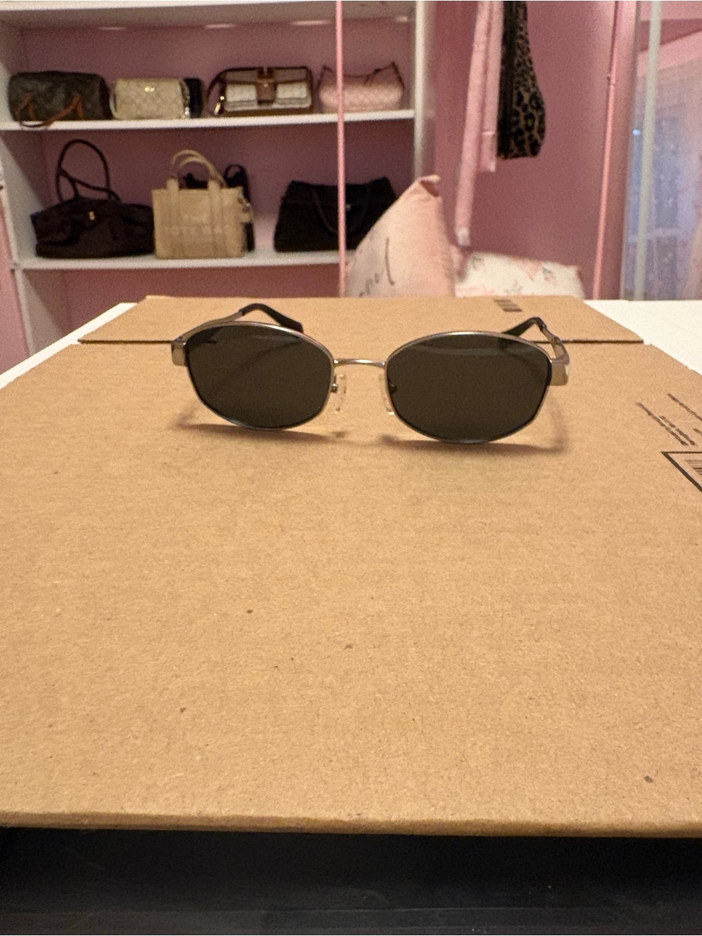 Michael Kors Men's Silver Frame Sunglasses with Dark Lenses